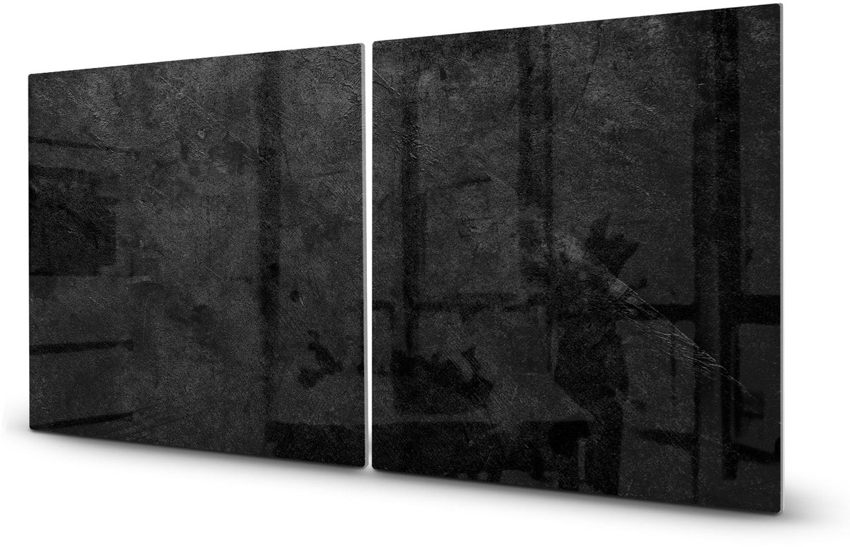 Mydesignglas Glazen Inductie Beschermer - Krasvrij Gehard Glas met Antislip - Afdekplaat voor Kookplaat - Spatscherm Achterwand Keuken - Zwart Beton - 2x45x52
