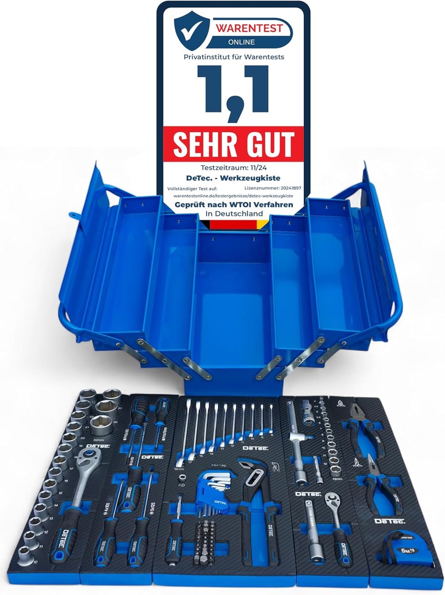 Gereedschapskist 96-delig - blauw - metalen constructie - ideaal voor klussen - ShopVlot