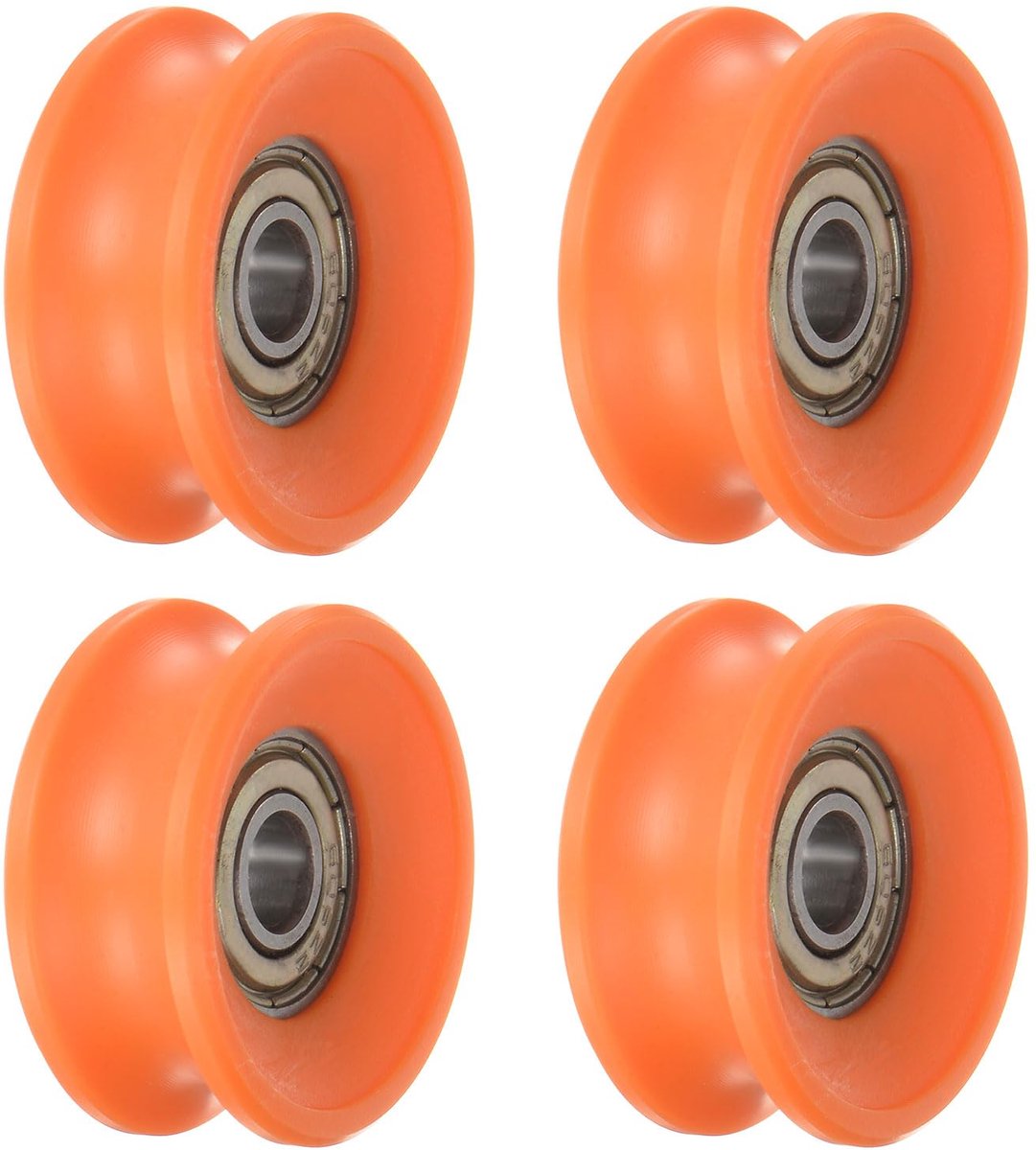 4 stuks rollagers geleiding van zwart nylon met geribbelde riemschijf U-type 6 x 30 x 13 mm rolwiel met U-groef voor vensterdeur, oranje