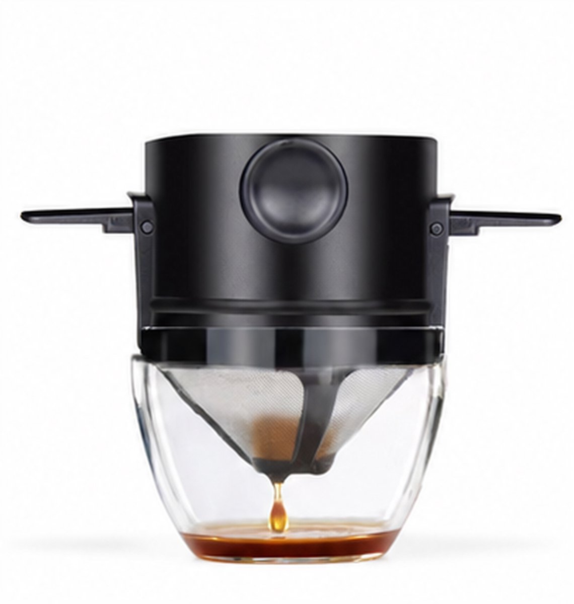 Ulisem - Pour Over Koffiezetter – Handmatige Drip Koffie Maker – 250ml Koffiebeker met RVS Filter – Herbruikbare Koffiefilter – Draagbare Koffie Set voor Thuis, Kantoor, Reizen & Camping – zwart