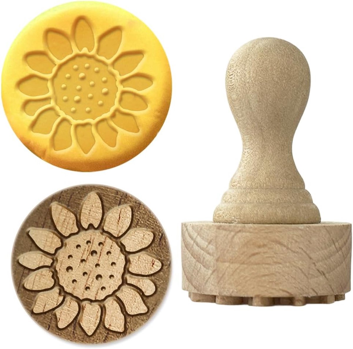 Houten stempels 2,5 cm zonnebloem ronde stempel houten klei stempel ronde houten stempel natuurlijke houten stempel ronde aardewerk stempels kleine stempel voor kaarten maken doe-het-zelf