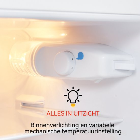 Mini koelkast - Retro koelkast - Energieklasse D - 92L - 45 dB - Mini Koelkasten - LED verlichting - 2 deurs koelkast - Vintage koelkast - koelkast - koelvriescombinatie - Rood van MINI — afbeelding 5