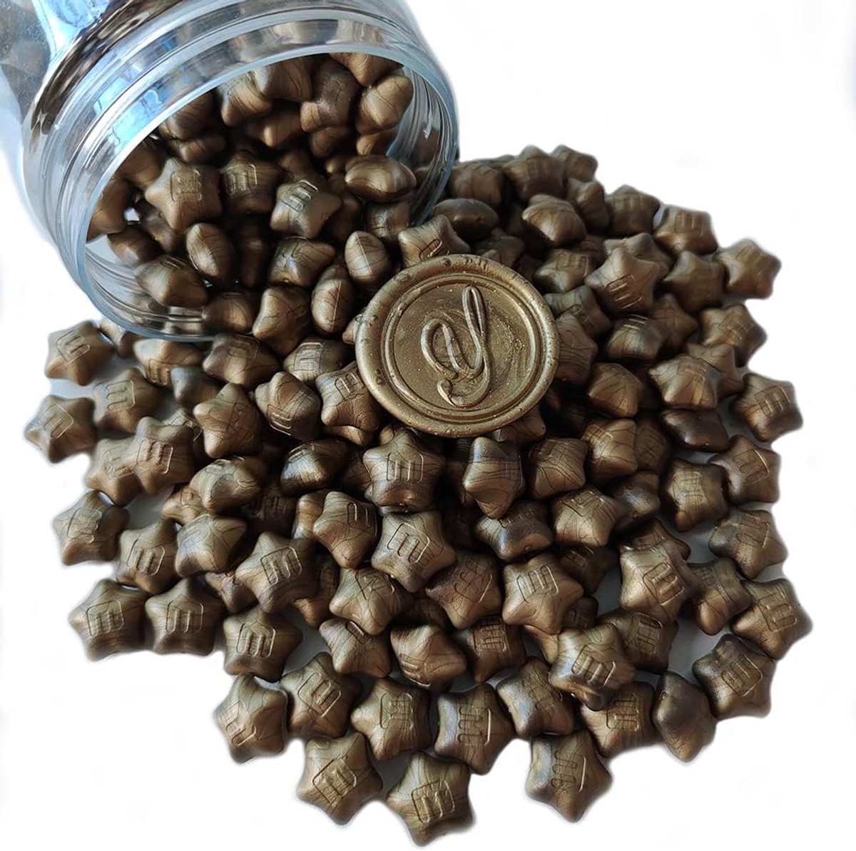 300 stuks Pentagram afdichting Waskralen voor waszegelstempel, PORXFLY Wax Seal kralen voor bruiloftsuitnodigingen, wijnpakketten, kaarten enveloppen, cadeauverpakking (Bronzen)