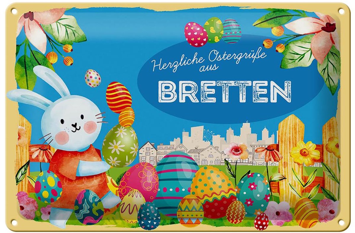 Blechschild Ostern Ostergrüße 30x20cm BRETTEN