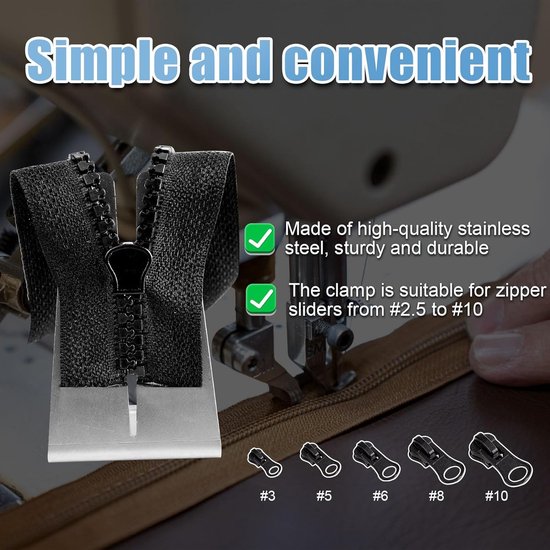 Zipper Jig Tool 2pcs - RVS Zipper Jig Slider - V-groef ontwerp - Eenvoudig in gebruik - ShopVlot — afbeelding 3