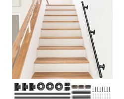 Leuningen voor trappen, 1,5 m Couleeur metalen reling wandgemonteerde handrails met fitting voor indoor trapleuning, veiligheid handrail antislip industriële smeedijzeren pijp, slijtvast