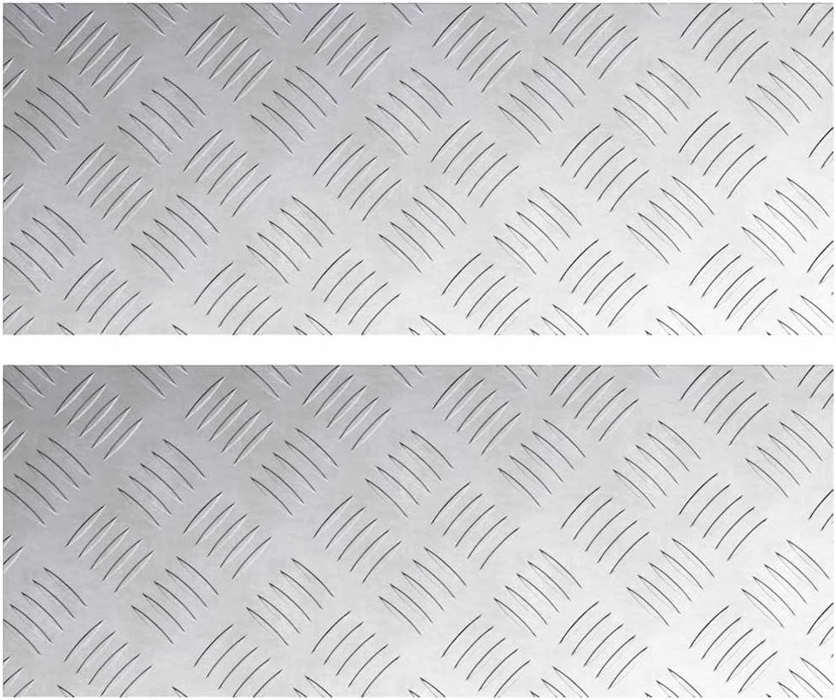 Trap Treden 2 Stuks 50 x 20 cm Zilver | Checkerplate ontwerp, antislip, binnen en buiten gebruik, eenvoudig schoon te maken