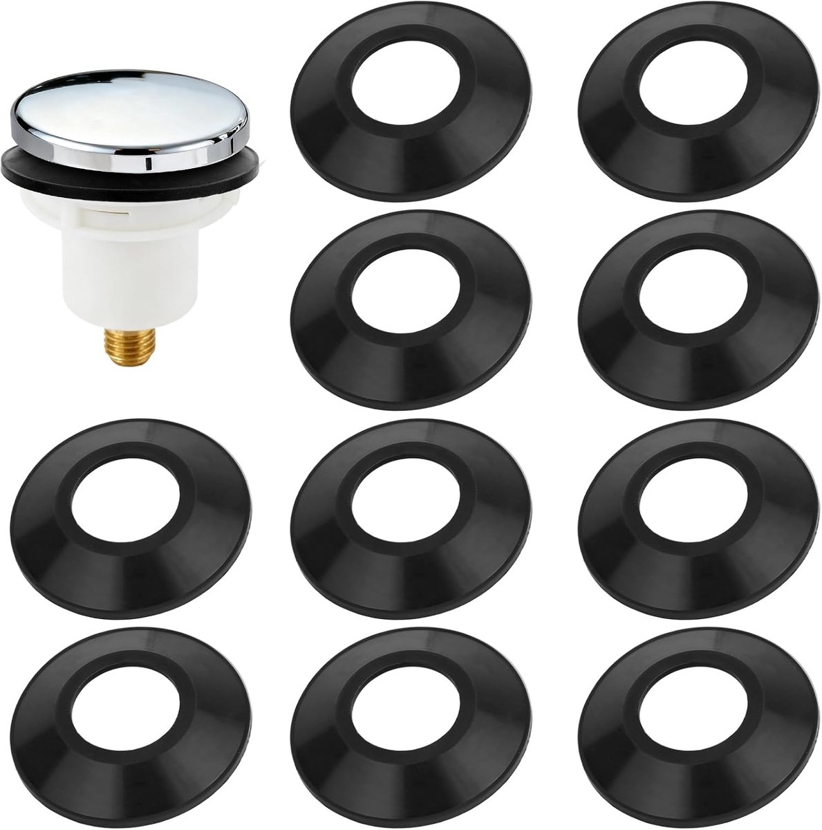 10 Stuks Badstoppakking, 5,23 x 2,54 x 0,64 cm Siliconen Badafvoerafdichtingsring Badstopaccessoires Eenvoudige Installatie (Zwart)