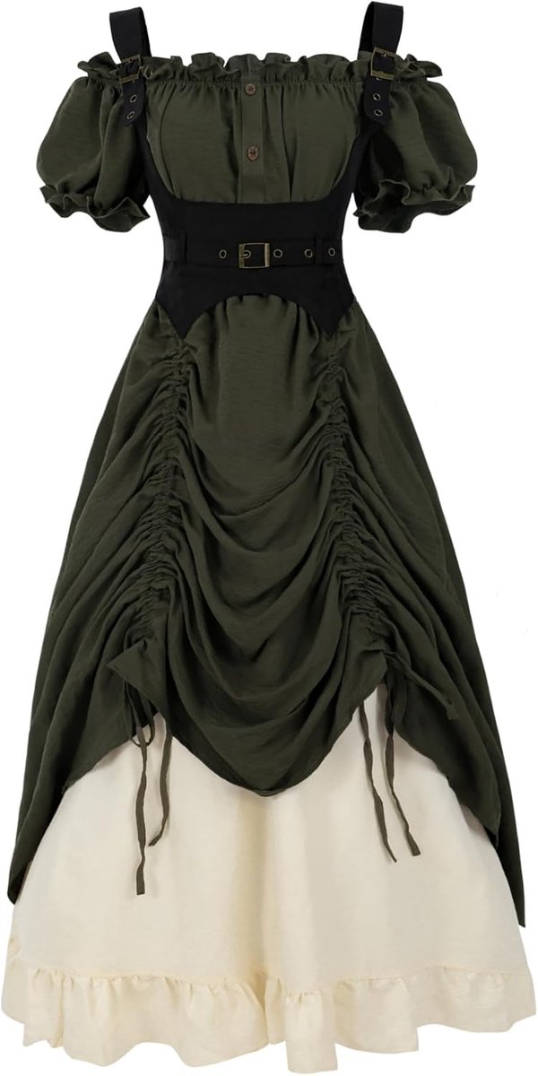 kleding dames Victoriaanse jurk renaissance jurk dames gothic jurk katoen maxi-jurk korte mouwen