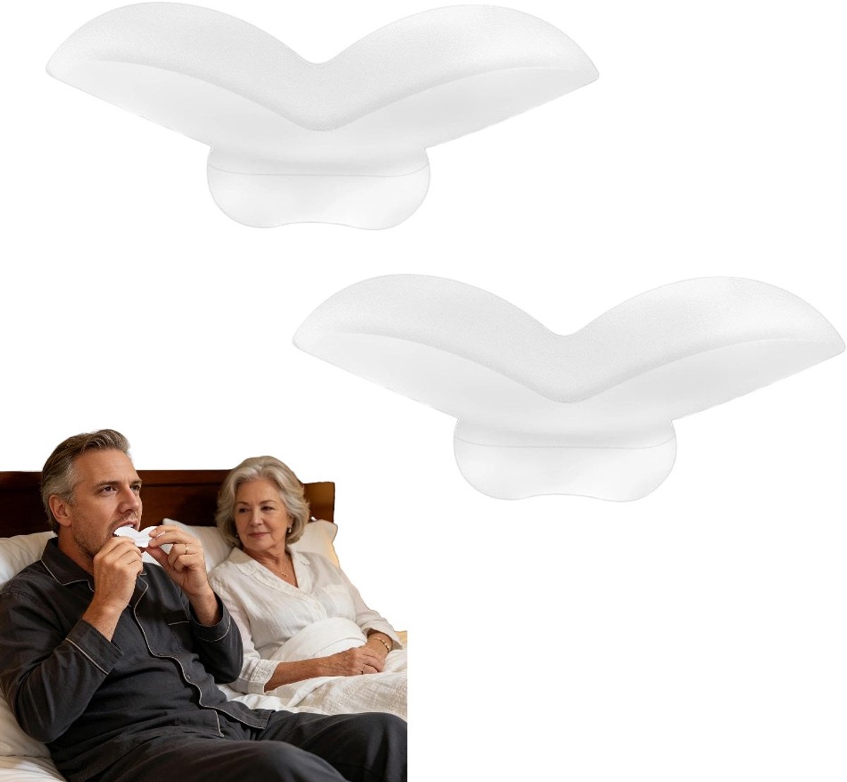 2 stuks - Witte tongstabilisator - Anti-snurkhulpmiddel - Ademhalingshulpschild - Accessoire voor volwassenen tijdens het rusten - 7,8*2,6*3 cm