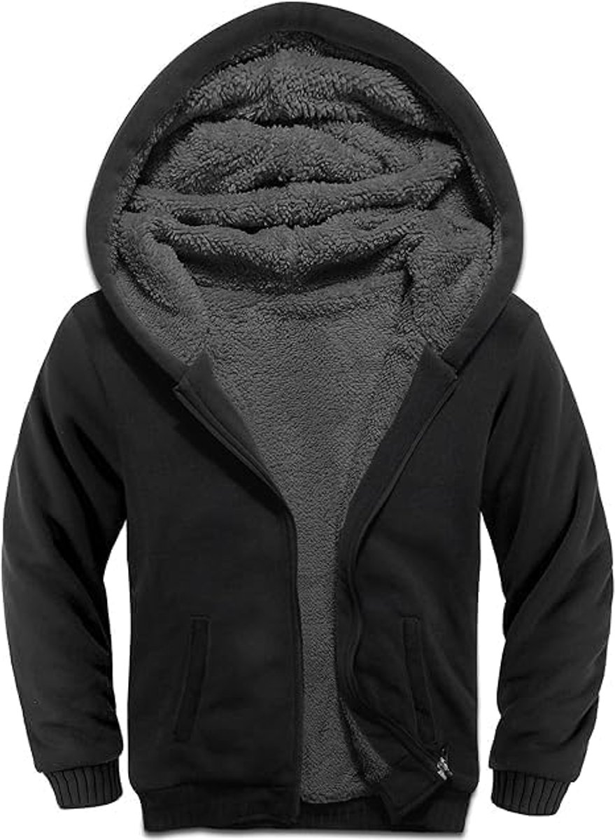 Jongen Gestoffeerde Sweathoodie Kinder Hoodie Sweatshirt Kapuzenpullover Fleecejack met Kap Langerm Warmte Winterjack Classic Pullover met Rits