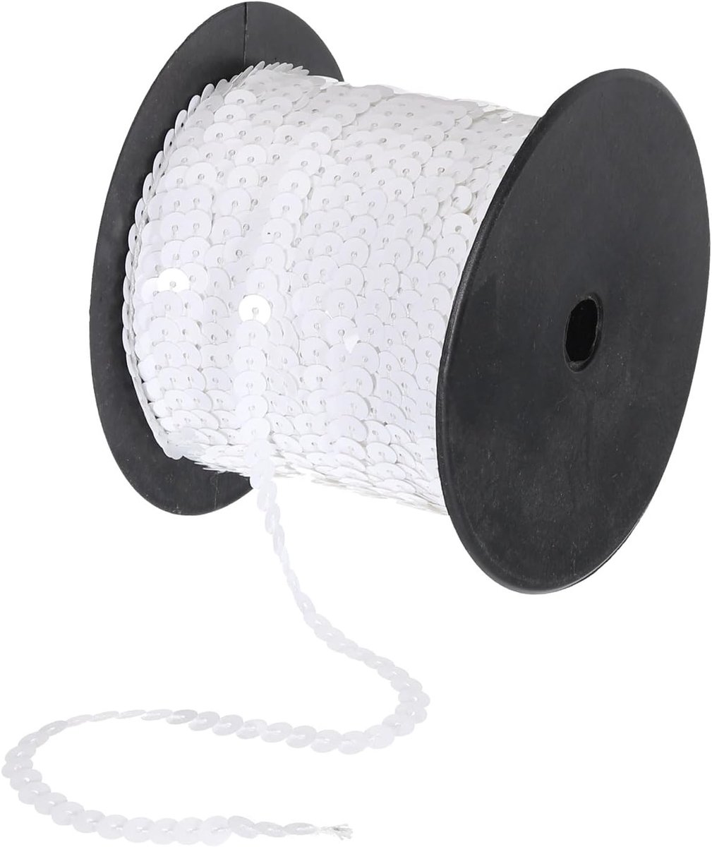 Pailletten, strepen, 6 mm laserpailletten, stof, pailletten, driehoekige pailletten, trimmen voor handwerk, knutselen, pailletten, franjes, naaien, wit