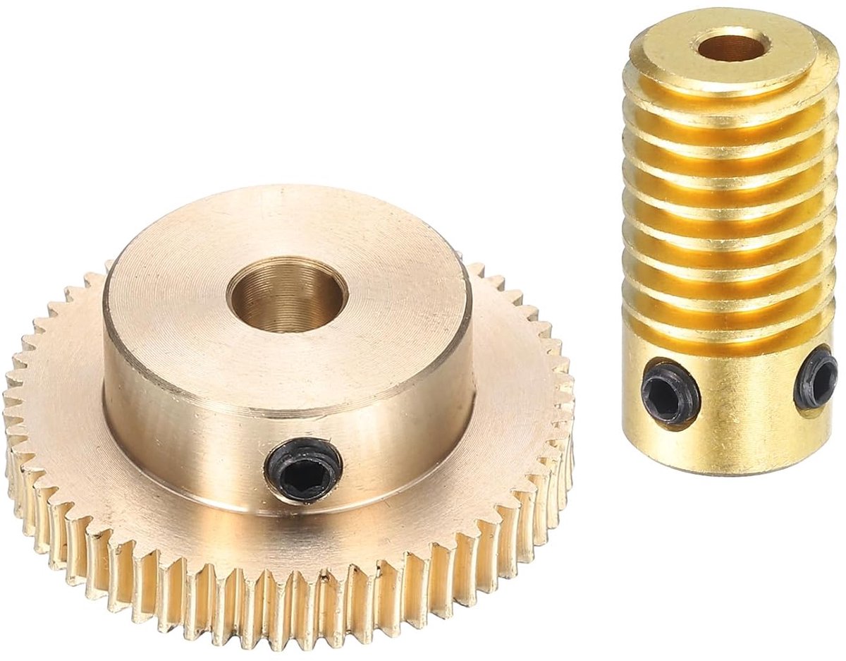 Eindeloze schroeftandwielset – module 0,5 reductiesnelheid van 60:1 gatdiameter 3 mm tandwielas en gatdiameter 6 mm tandwiel 60T (messing)