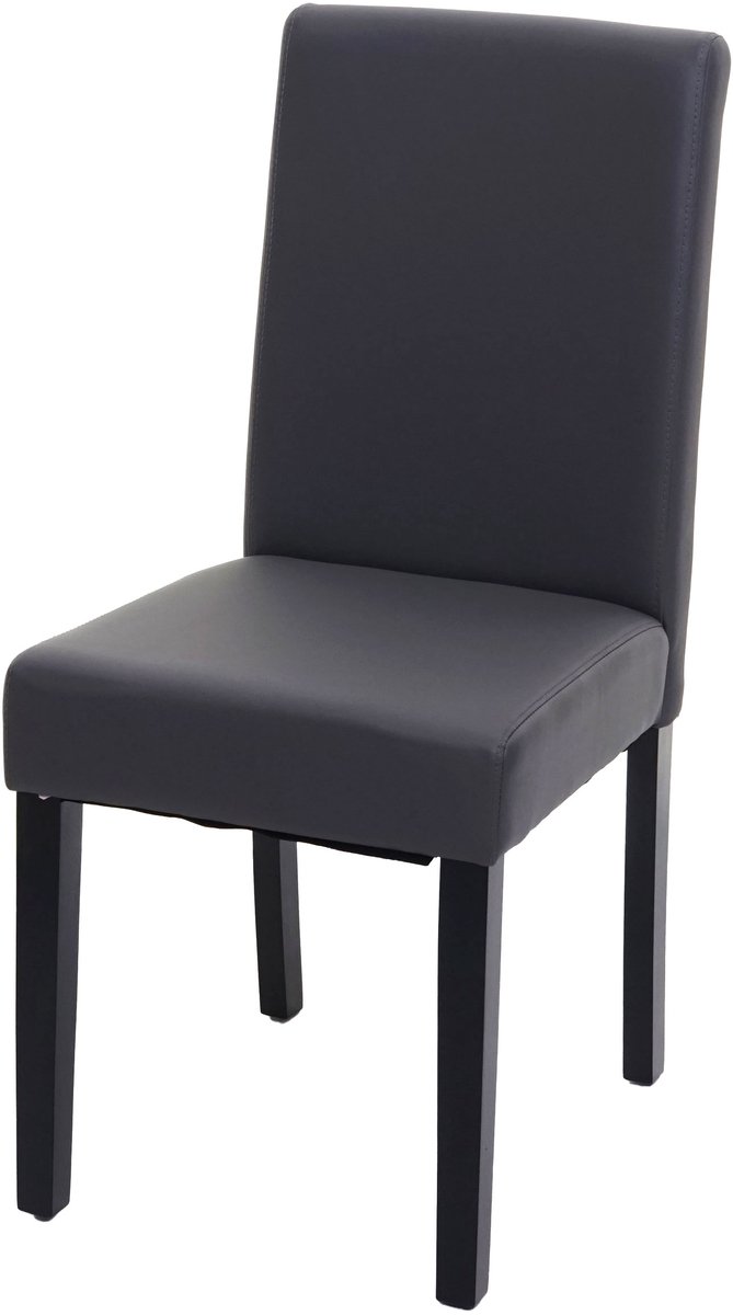 MCW Eetkamerstoel Littau, keukenstoel, kunstleer ~ grijs mat, donkere poten