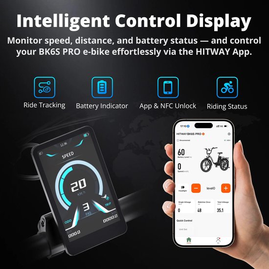 Hitway Elektrische Fiets BK32 - E-Bike met 250W Middenmotor - 26*2.35 Inch City Commuter EBike met Afneembare 36V 10.4Ah Lithium Batterij - 7 Versnellingen - IP54 Waterdicht van Hitway — afbeelding 2