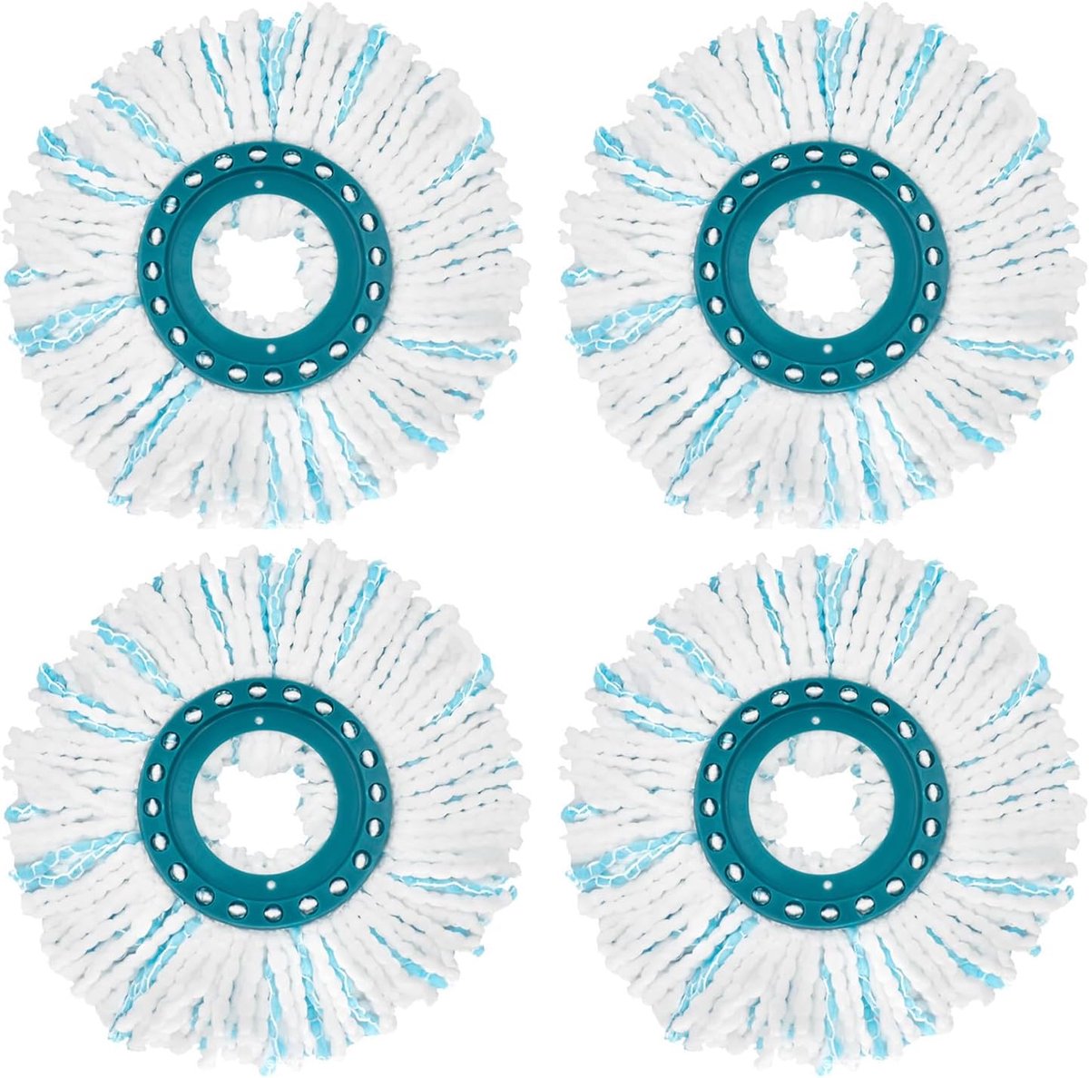 4 stuks vervangende dweilkoppen, Clean Twist Disc mop-reservekoppen | Clean Twist Disc Mop Micro Set voor Leifheit Twists Mops (blauw en wit)