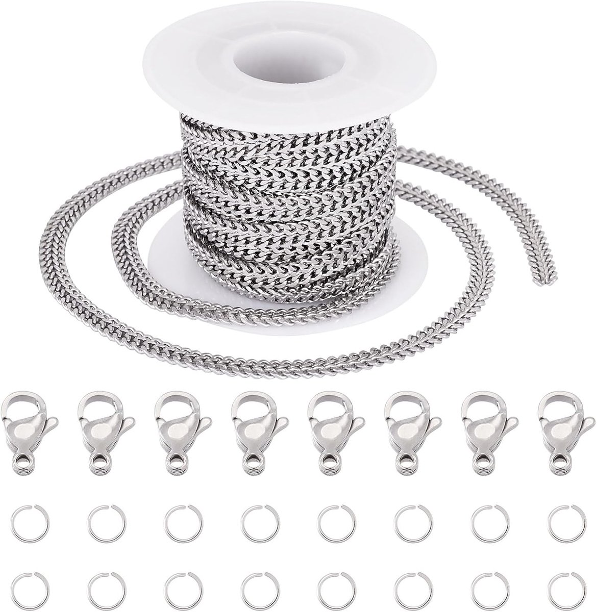 5 M 304 Roestvrij Staal Stoeprand Ketting Ongelaste Verdraaide Schakel Connector Verlengketting voor DIY Mannen Vrouwen Armband Ketting Maken Kits 5 mm Breed