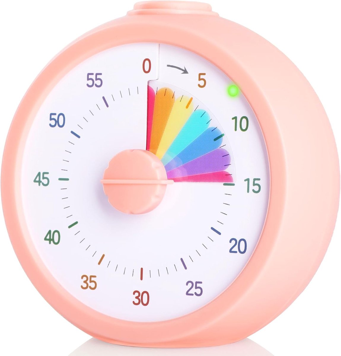 Visuele timer, grote visuele afteltimer, 60 minuten, stil aftellen, met gekleurde wijzerplaat om te koken, klaslokaal (roze)
