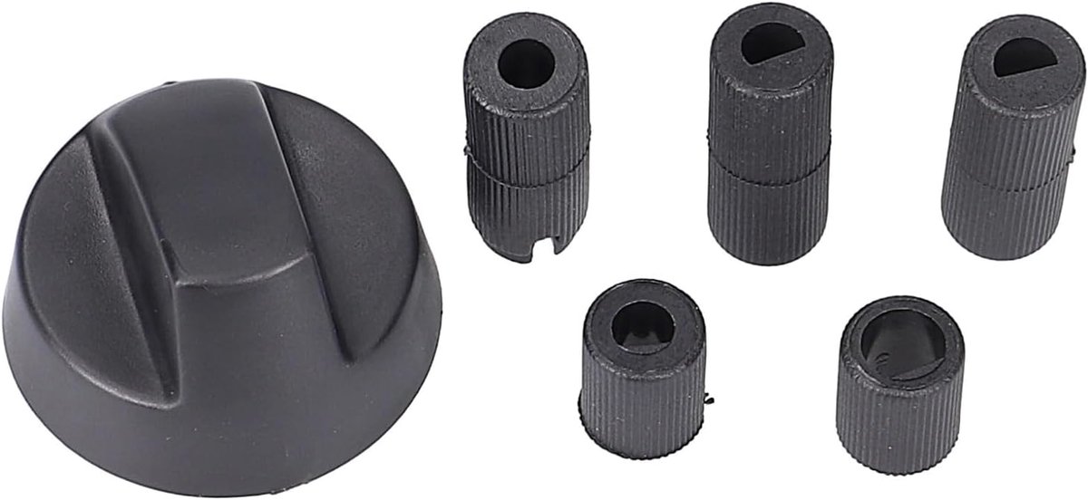 knop draaigreep zwart met adapters fornuis oven universeel voor alle merken