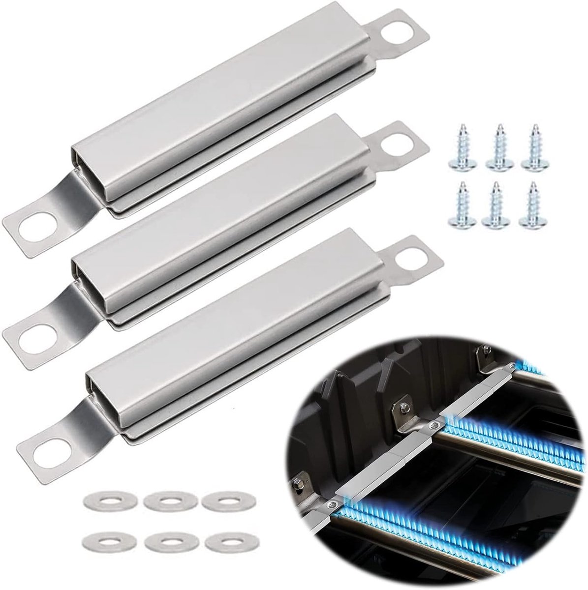 Reserveonderdelen, 3 stuks, roestvrij staal, universele crossover-buizen, crossover-brander, crossover buis, BBQ-onderdelen