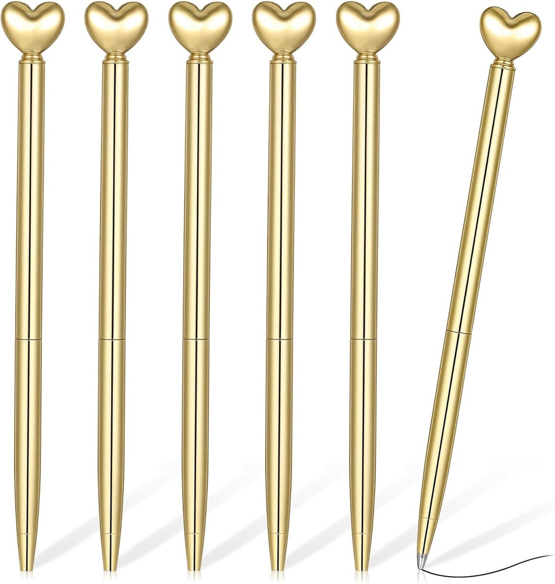 Balpennen, goudkleurige intrekbare metalen decoratiepennen, 1 mm, zwarte inkt, stiften, schattige pennen, cadeaus voor vrouwen, school, kantoor, bruiloft