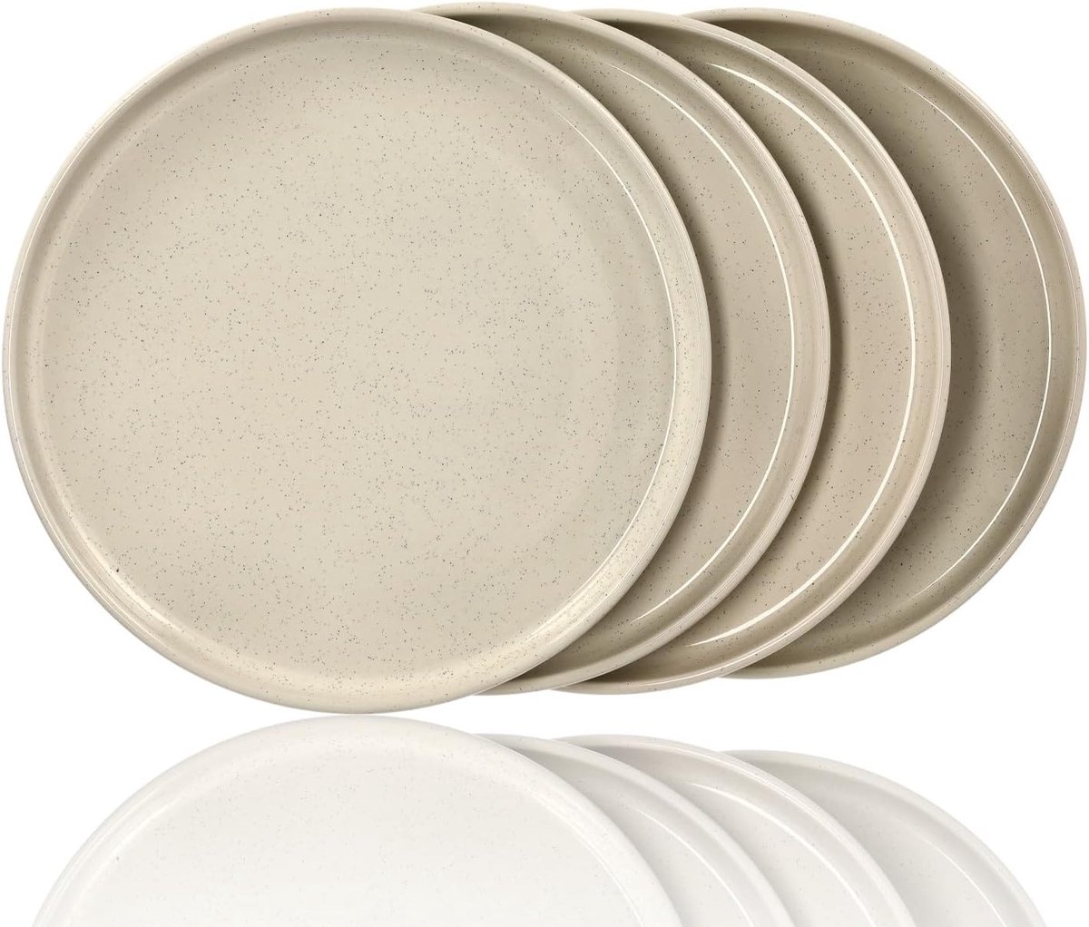 Dinerborden Set – Crème Keramische Borden 26,3 cm – Glanzend Servies met Opstaande Rand – Geschikt voor Horeca, Restaurants en Kersttafel (4)