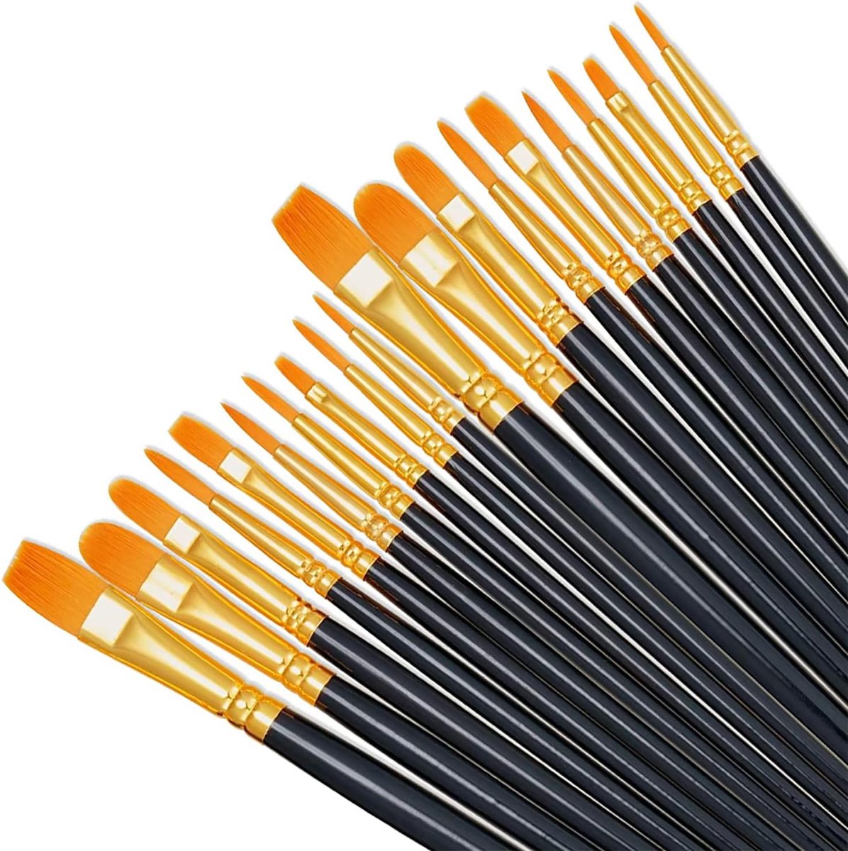 Penseelset, 20 stuks, nylon acrylverfkwasten, schilderen, olieverf, kwastenset voor aquarel, olieverfschilderij