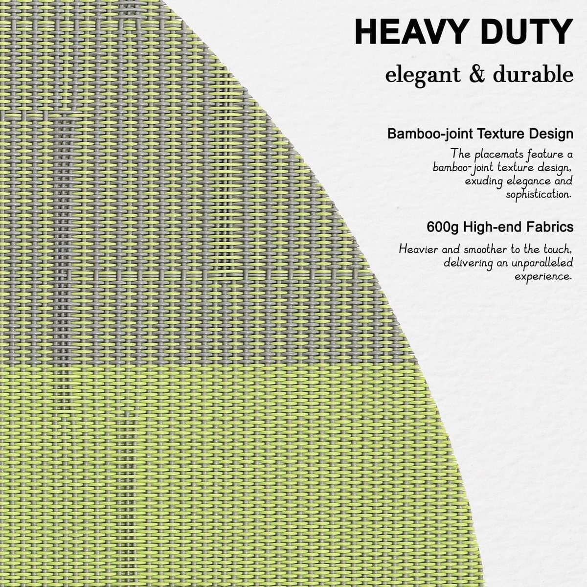 Placemats 38 cm, Amerikaanse placemats, wasbaar, set van 8 Amerikaanse placemats, pvc-kunststof, ontbijtplanken, hittebestendig (grijs groen, set van 8)