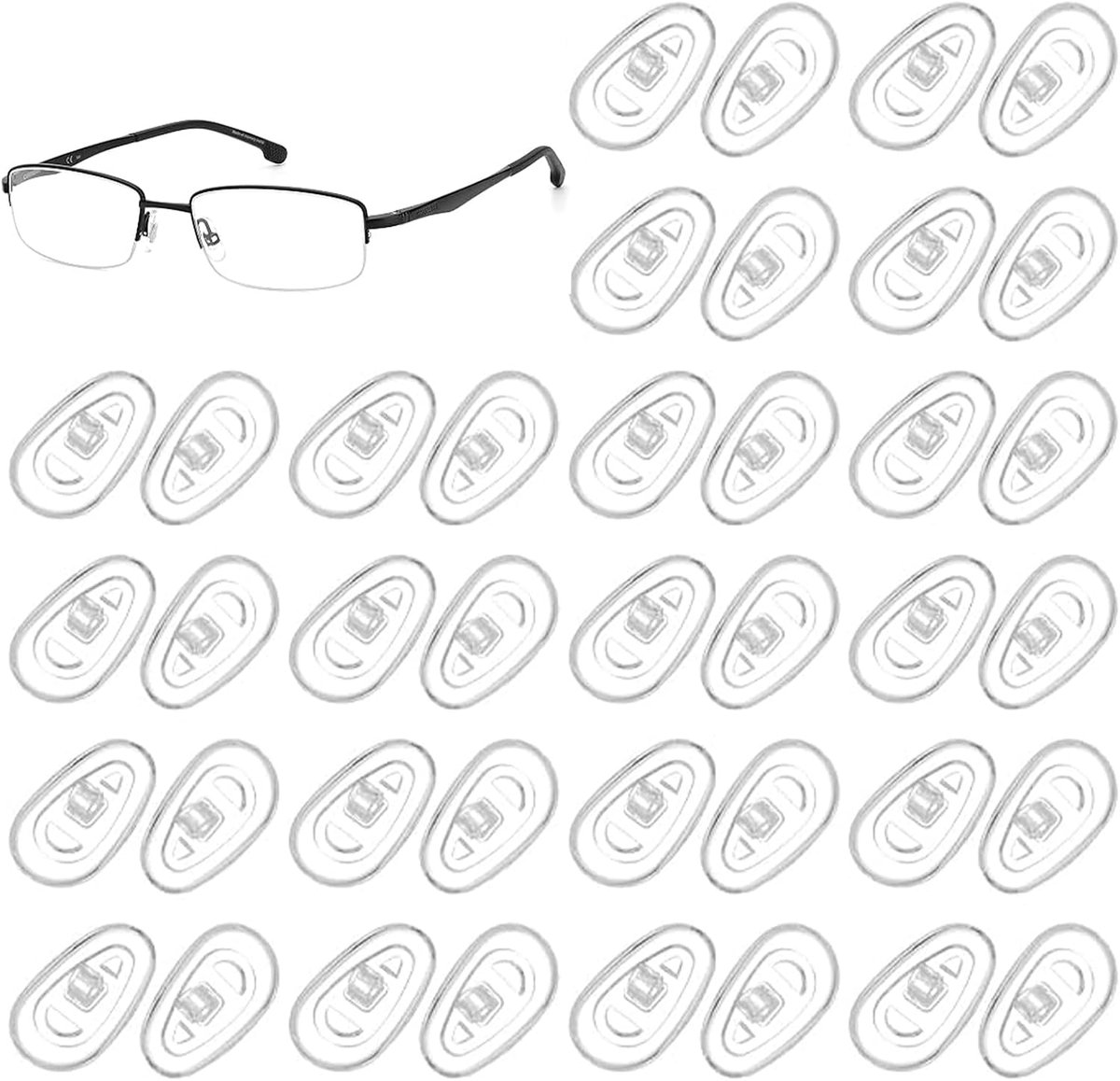 20 paar neuspads van siliconen, zacht en antislip, pads voor bril en zonnebril, zonder schroeven, transparant (13,4 x 6,6 mm)