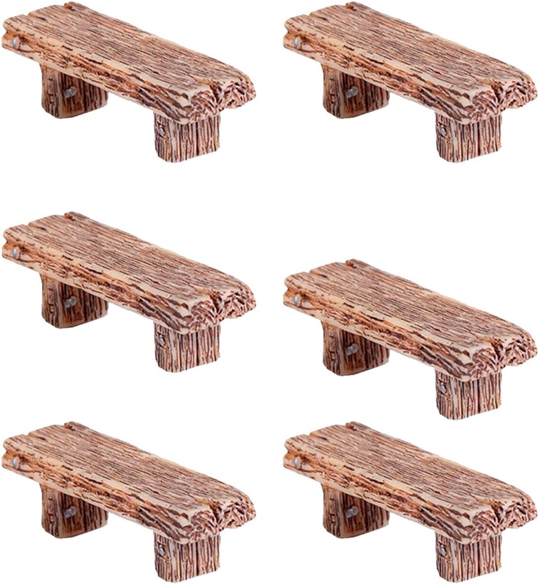 6 stuks miniatuur tuindecoraties, 2-zitsbanken, perfect voor sprookjeslandschappen, doe-het-zelf (lichtgeel)