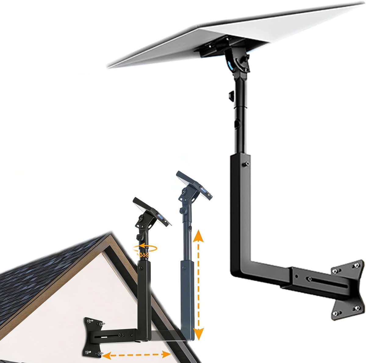 Gen 3 houder, schaalbare montageset Starlink V3 verstelbaar 180° met intrekbare arm, voor buis Gen 3 wand/dak, roestvrij