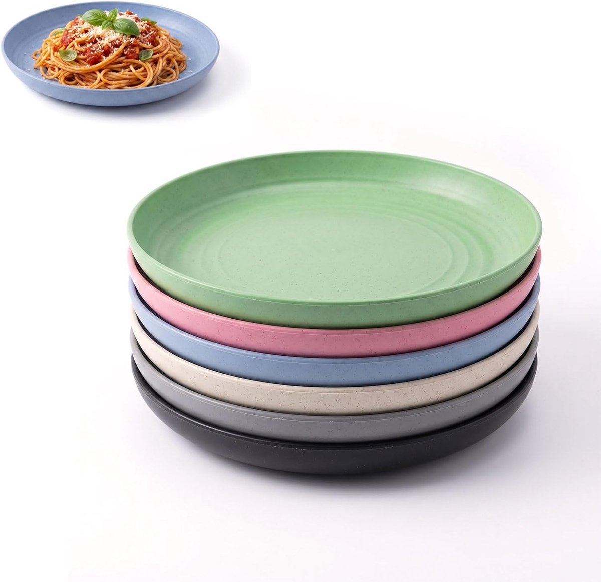 Ø 23 cm platte borden voor pizza, pasta, brood, sauce, salade, onbreekbare plastic borden set van PP voor kinderen en volwassenen (6 stuks, 23 cm)