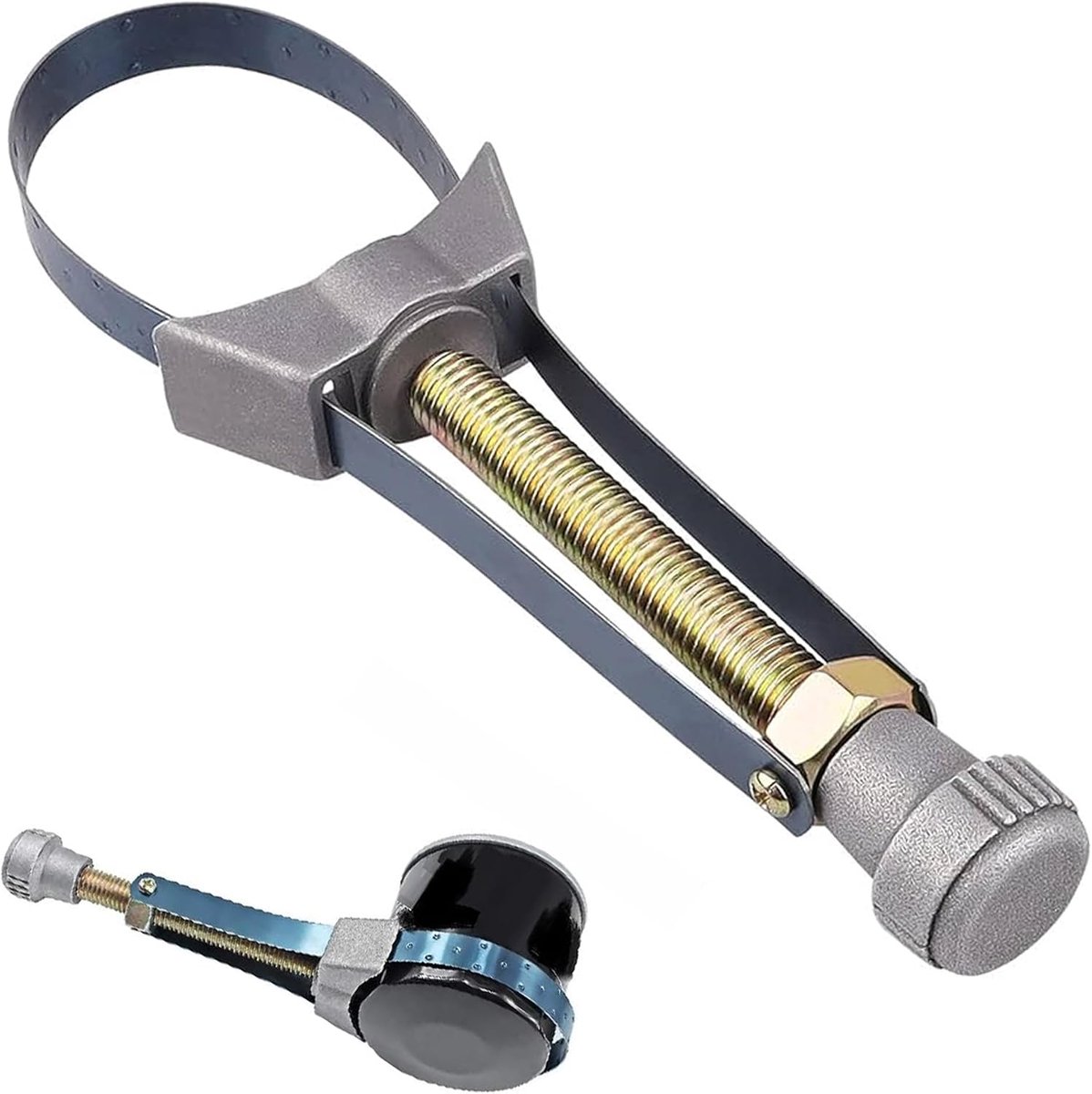 Oliefiltersleutel met metalen band, oliefiltersleutel met verstelbare riem, riemsleutel om te verwijderen, voor olie, auto, vrachtwagen, 60 mm tot 120 mm