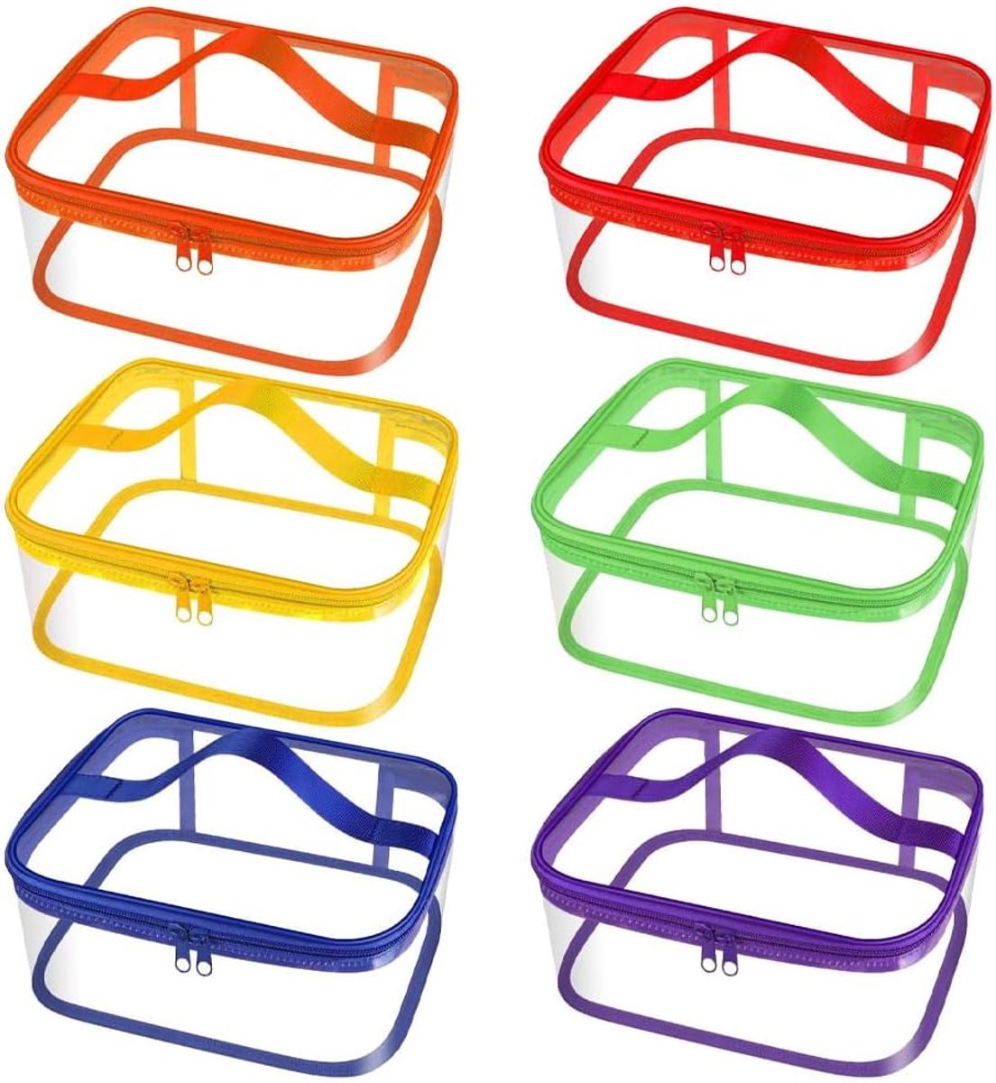 6 stuks speelgoedopbergtas, transparante speelgoedtas, pvc-opbergtas met ritssluiting en handgrepen voor blokken en kinderboeken