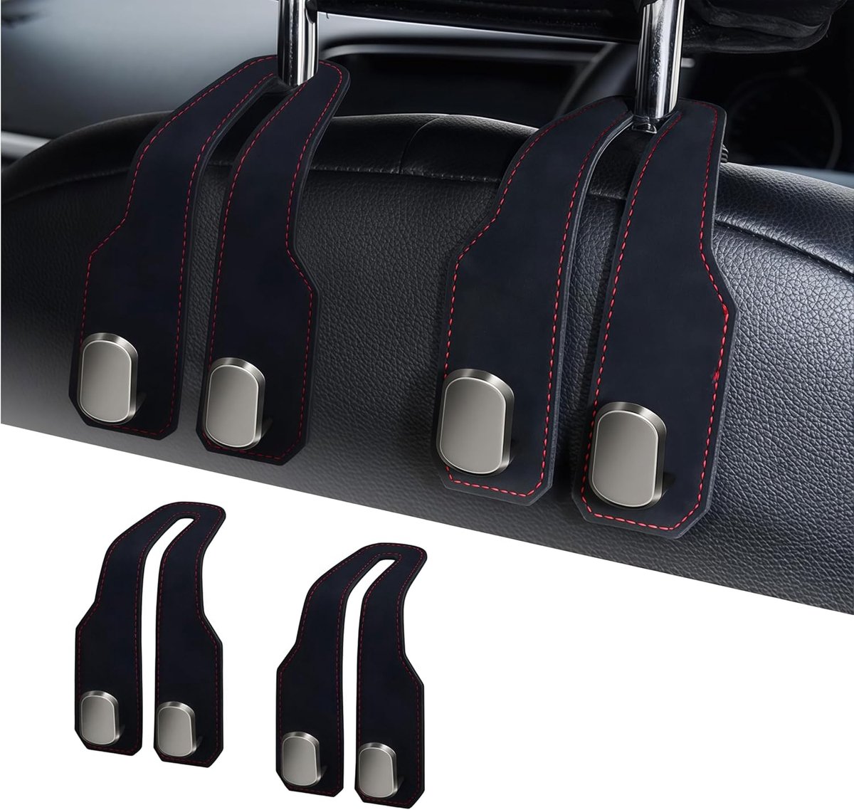 Auto, Auto Haak voor Handtassen & Tassen, Hoofdsteun Haken & Handtas Houder, Schattige Auto Haken voor de Auto, 2 Stuks Auto Haak, Zwart