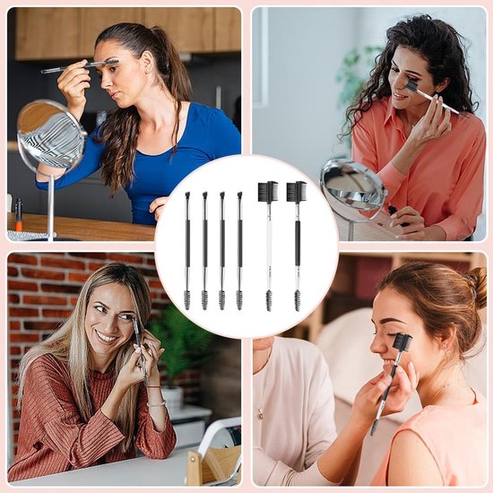 6 Stks Wenkbrauwborstel Professionele Dubbelzijdige Wimper Kam Hoekige Wenkbrauw en Spoolie Wimper Kam 2 in 1 Wenkbrauw Borstel Tool Make-up Tool voor het aanpassen van wenkbrauwen en wimpers — afbeelding 4