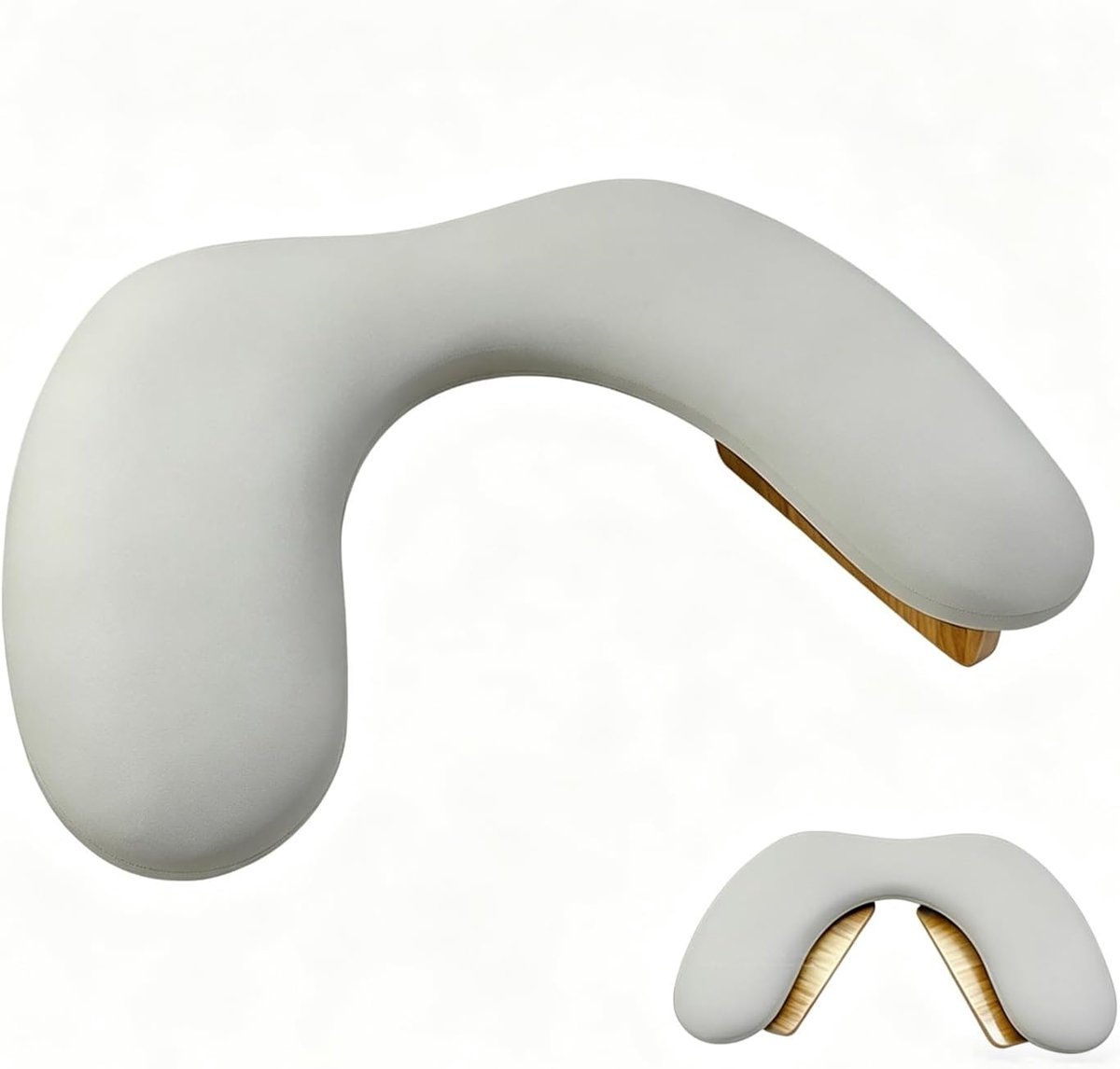 Handsteun voor nagelstudio, handrek, nagelstudio, U-vormige nagelsteun, nagelframe van leer, inklapbare handsteun voor nagels, witte handsteun voor nagels (grijs)