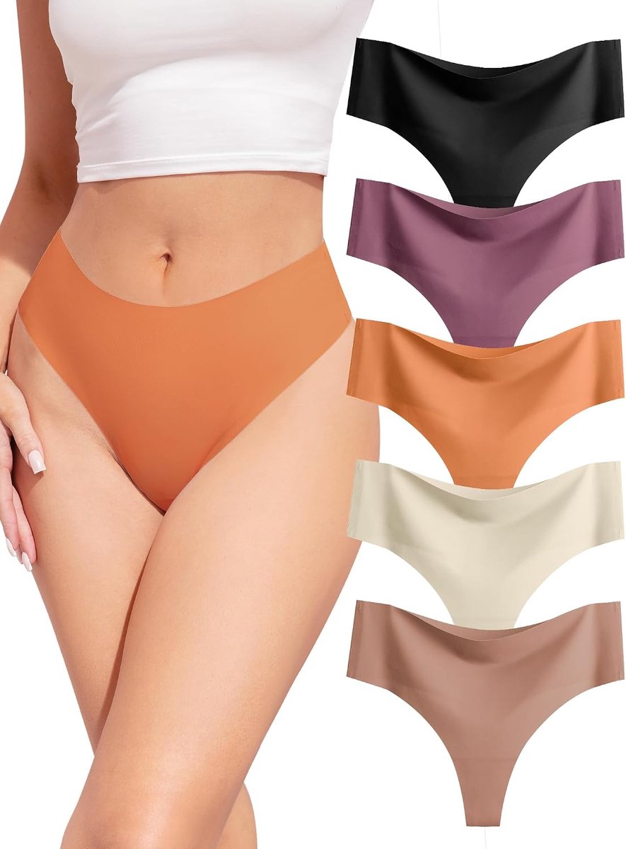 String Dames Naadloos, High Waist Seamless Ondergoed, Thongs Women | 5-Pack Hoge Taill Naadloze Brazilian Slips, Sport Vrouwen Onderbroeken, Invisible Underwear, No Show Panties