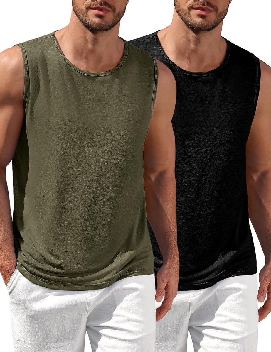 heekpek Tanktop voor heren, set van 2, sporttanktop, fitnessshirt, casual spiershirts, mouwloos T-shirt voor heren, crop top