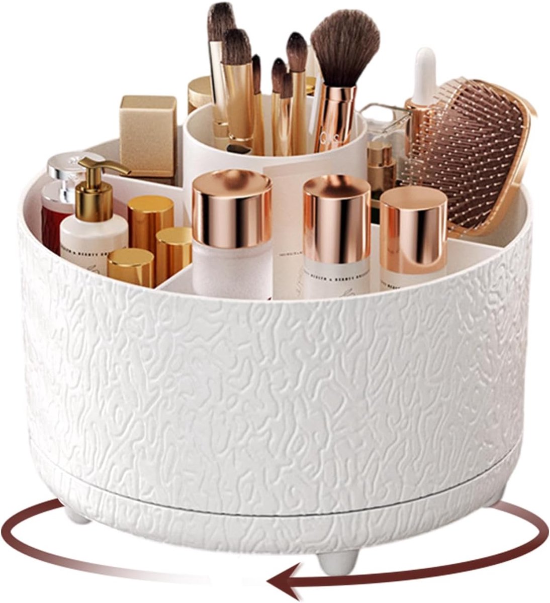 360° roterende make-up organizer, make-up borstelhouder, bureau organisatoren met 5 compartimenten, make-up borstel organizer, roterende penhouder, make-up borstels beker, voor make-uptafel