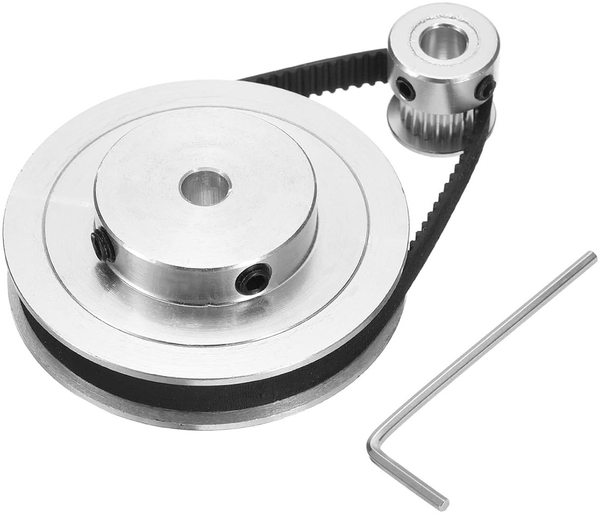 GT-2 synchrone wiel 20 & 80 tanden 6,35 mm gat, tandriemschijf aluminiumlegering met 1 stuk lengte 200 mm breedte 6 mm riem voor 3D-printer, CNC-machine (20-80T-6,35B-6)