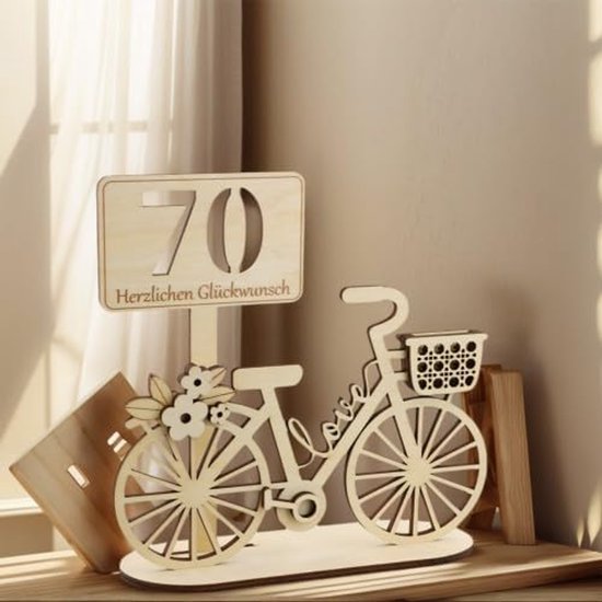 Geldgeschenken voor verjaardag, 1 stuk fiets van hout voor jubileum, eenvoudig te installeren, woondecoratie, houten geldgeschenken voor vrouwen, mannen, vrienden, familie — afbeelding 4