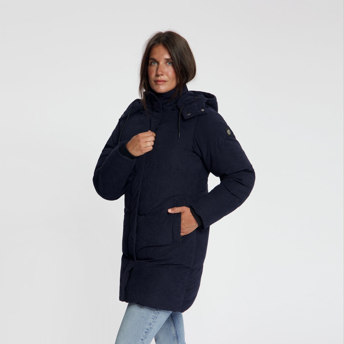 Travelin' Ulvik Dames - Puffer winterjas - Corduroy - Navy
