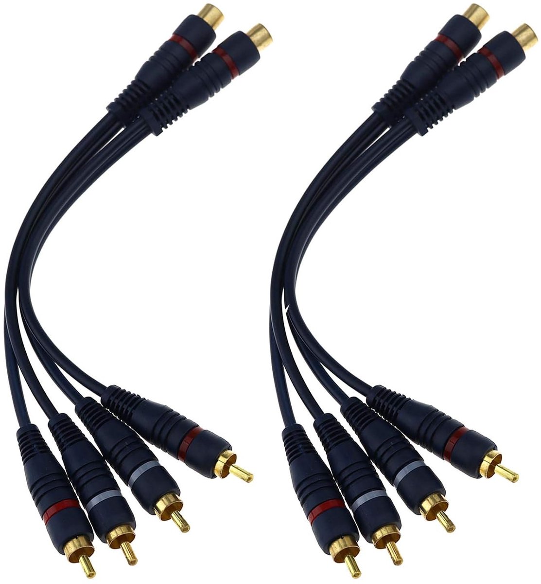 idea Set van 4 aluminium RCA vrouwelijk naar dubbele 2-RCA mannelijke vergulde adapter