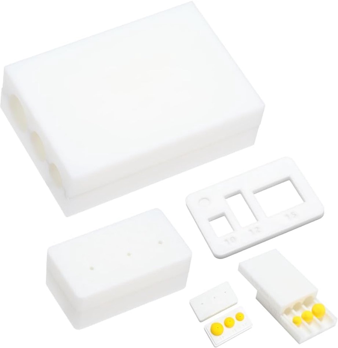 PandaHall Set van 2 polymeer klei kralen maken gereedschap 10mm 12mm 15mm polymeer klei kralen roller maker en kraal gat maker boren gereedschap witte plastic mal voor ronde vorm kralen maken DIY