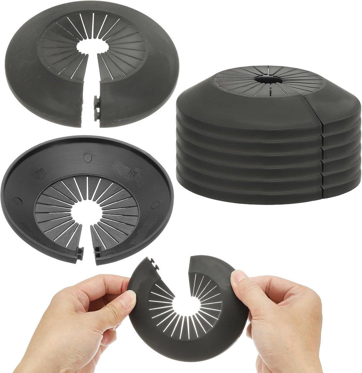 58 mm sanitair afdekplaten, 9 stuks muur gesplitste flens buisafdekking decoratie rozet plaat kraag flens waterpijp cover decoratie PP kunststof voor muur pijp buis gat, zwart