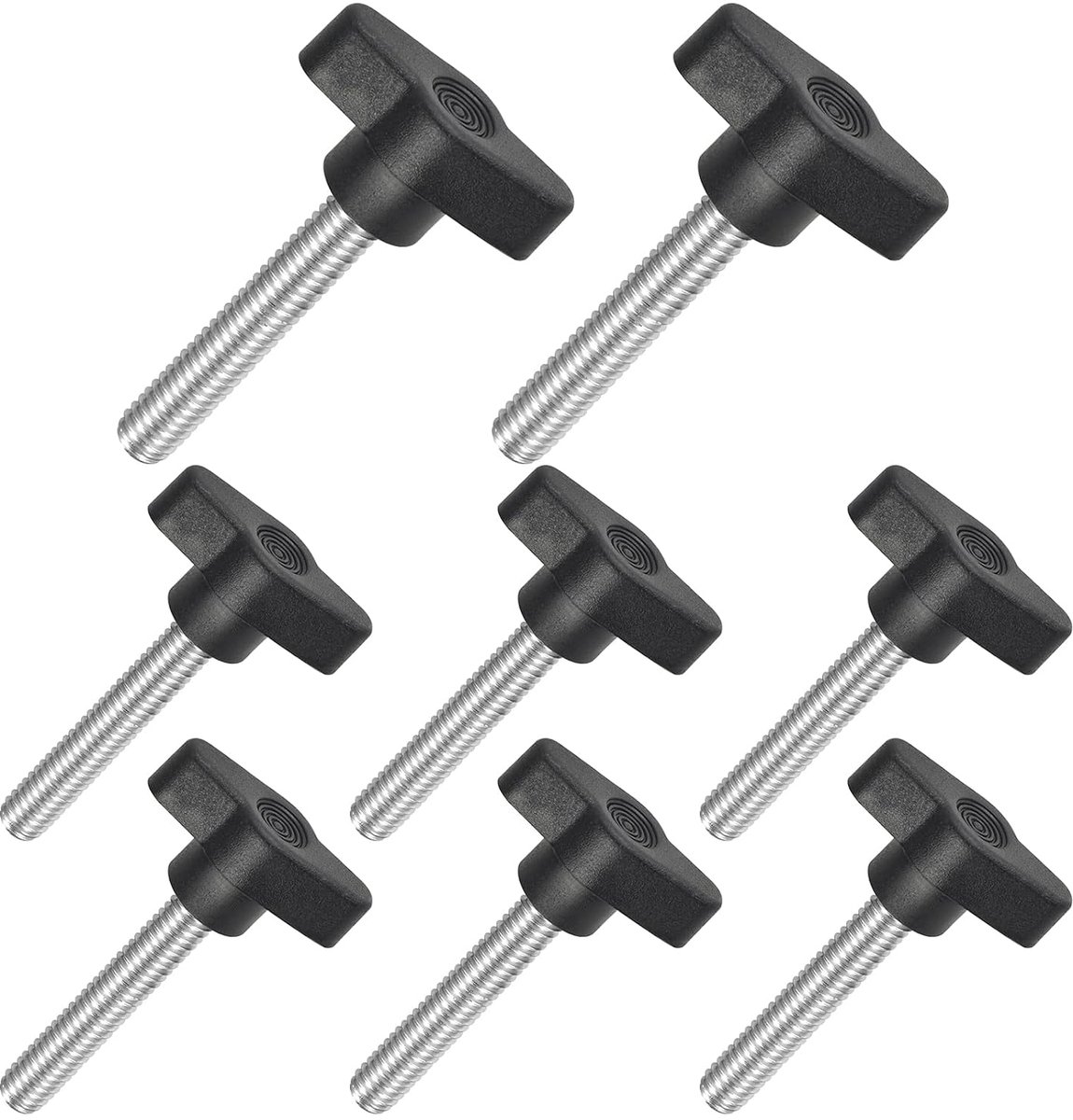 vleugel knoppen met kartelschroeven, klemschroef knop sterschroef, T-vormige kartelschroeven schroefdraad ster handknop vastzetschroef, zwarte handgreep (8, Zwarte, M8*50mm)