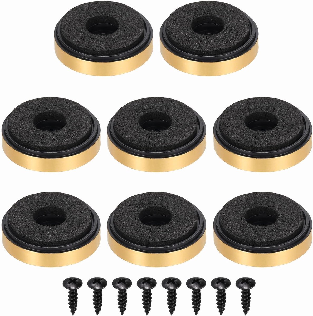 8 stuks luidsprekerisolatievoeten 30mmx7mm kunststof schuim schokdempingsbasis pad anti-vibratie versterker standvoeten mat voor audio CD HiFi thuisbioscoop geluidssysteem goud