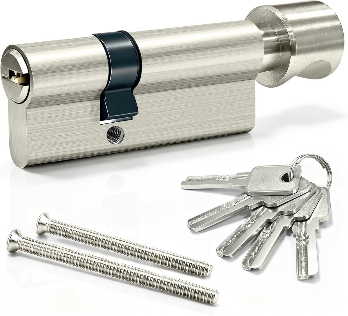 Cilinderslot 30/50, knopcilinder 80mm, cilinderslot met knop, sluitcilinder, deurslot cilinder, veiligheidsslot voor huisdeur met 5 sleutels