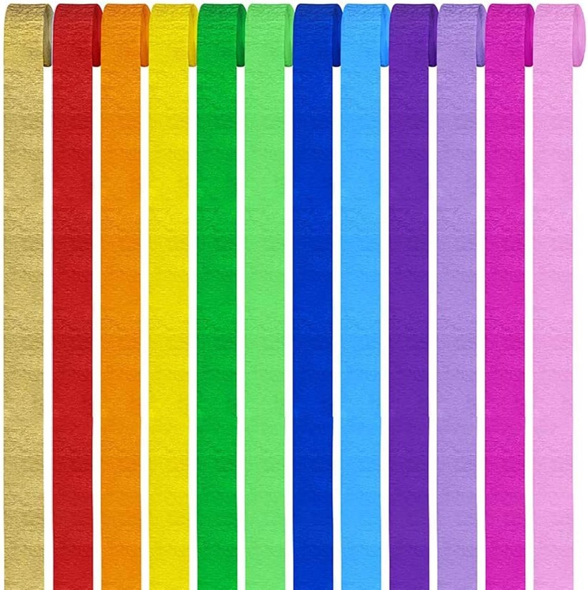 Crêpepapier, kleurrijk, 12 kleuren, regenboog, 4,5 cm x 25 m, crêpepapier, decoratie, feest, decoratie, bruiloft, carnaval